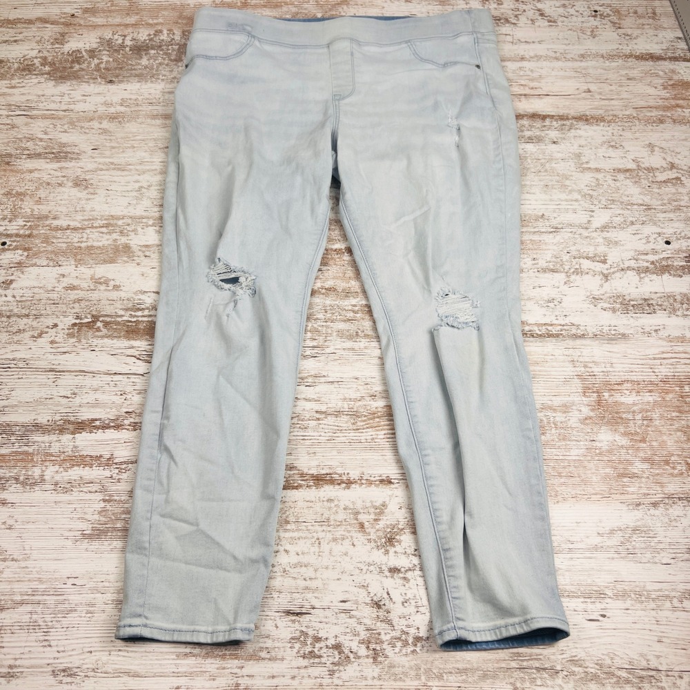 Old Navy Rockstar Jeggings Women 18 Light Wash Distressed Cotton Blend Pull On